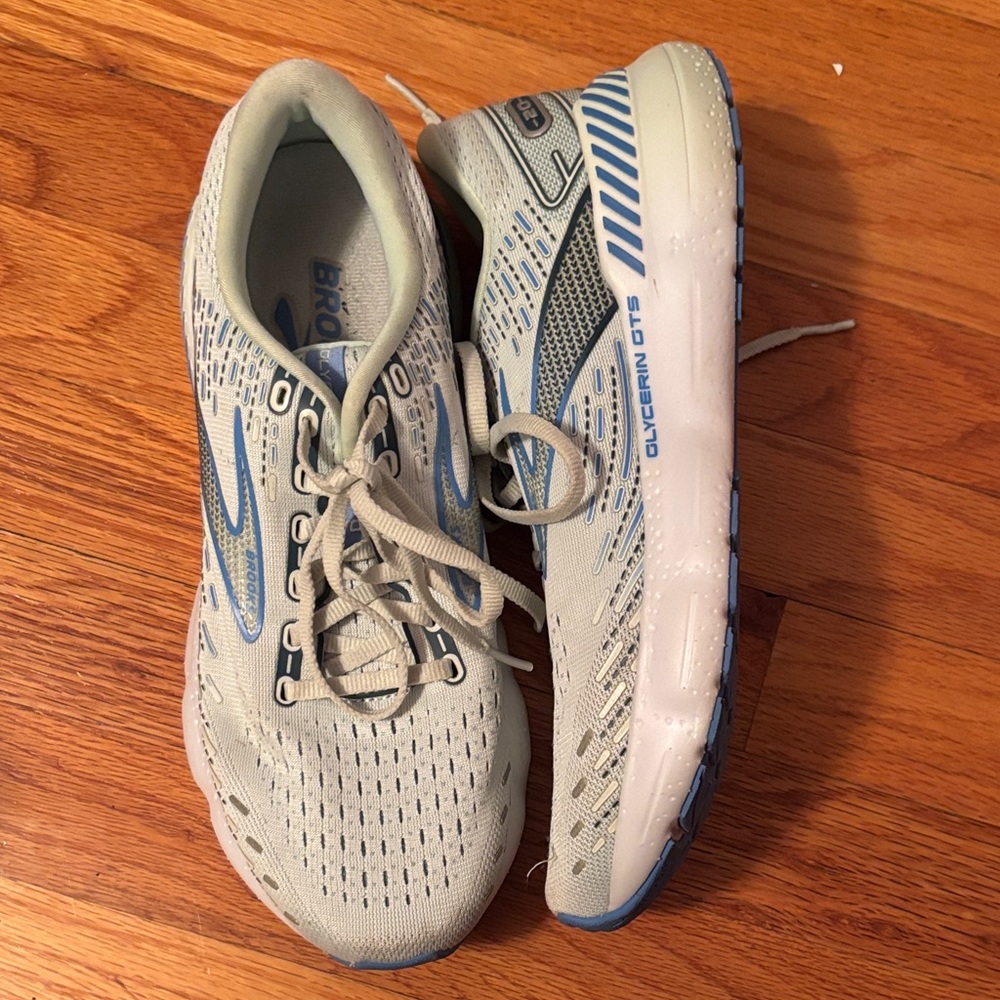 Brooks Light Gray and Blue Athletic Shoes
